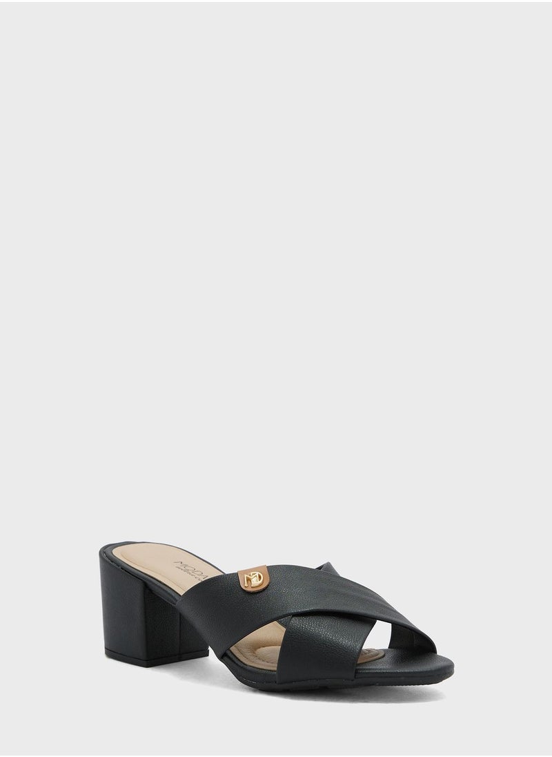 MODARE - Cross Strap Mid Heel Sandals - Image 1