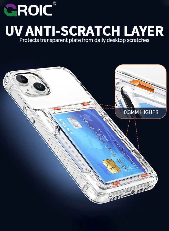 GROIC iPhone 15 Plus Case Wallet Clear Flip Cover Kickstand 4 Card Back Pocket Credit Card Holder ID Slot Rugged TPU Bumper PC Hard Protective Armor Hybrid Shell for iPhone 15 Plus  - Image 4
