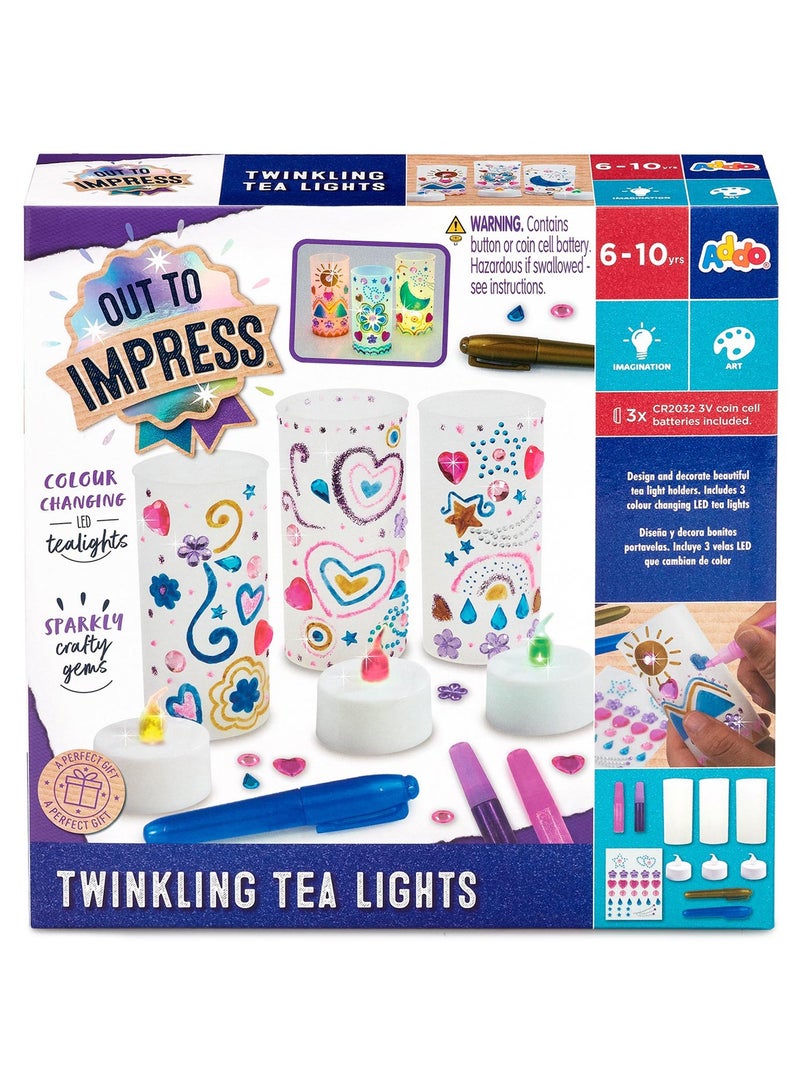 ADDO Out To Impress Twinkling Tea Lights Holder, Battery Operated | Decorate & Personalise your Tea Light Holder | Arts & Craft | DIY Craft Kit | Do it Yourself | Educational & Learning | Imaginative Play | Creative Gift for Kids and Adults - Image 1