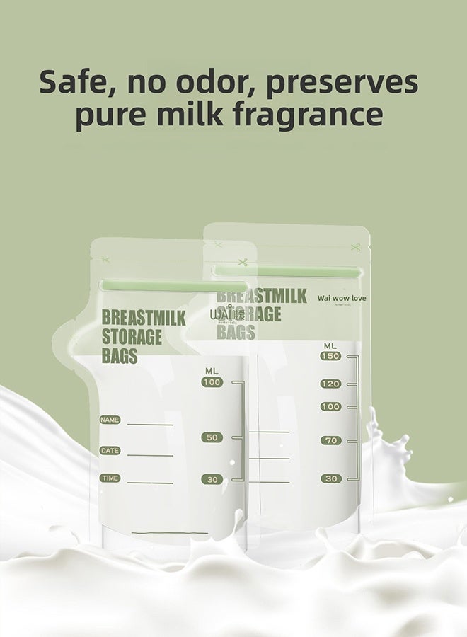 WAI 60 Pieces Breastmilk Storage Bag, Disposable Milk Storage Bag for Breastfeeding, No-Leak Milk Freezer Storage Pouches, 200ml - Image 3
