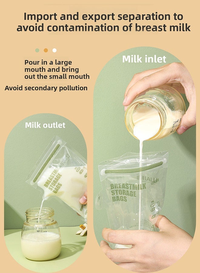 WAI 60 Pieces Breastmilk Storage Bag, Disposable Milk Storage Bag for Breastfeeding, No-Leak Milk Freezer Storage Pouches, 200ml - Image 4