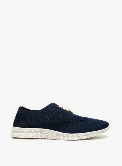 شو اكسبرس Mens Textured Low-Ankle Sneakers with Lace-Up Closure