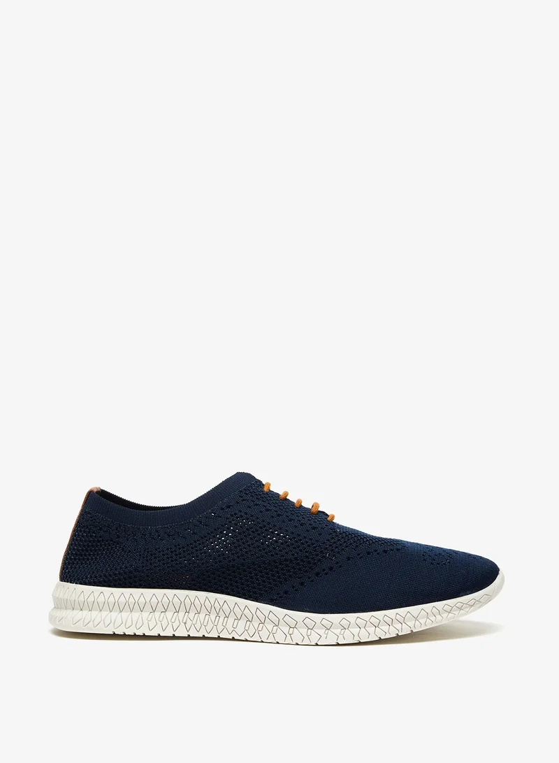 shoexpress Mens Textured Low-Ankle Sneakers with Lace-Up Closure