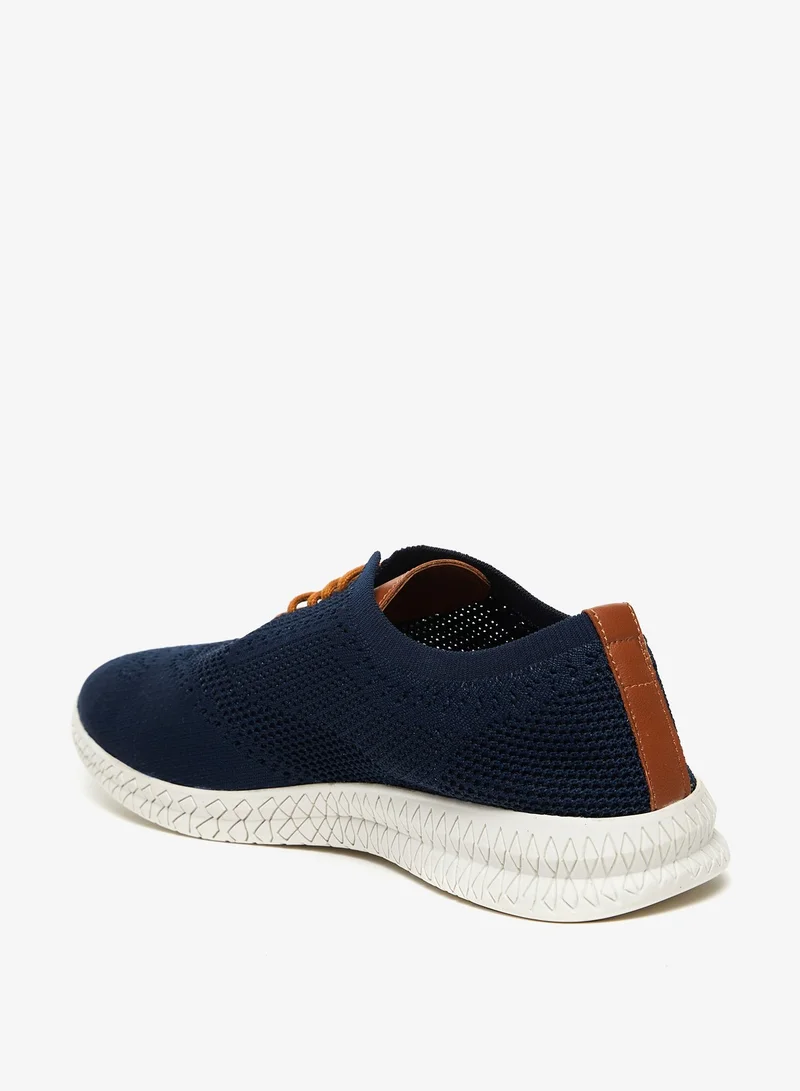 shoexpress Mens Textured Low-Ankle Sneakers with Lace-Up Closure
