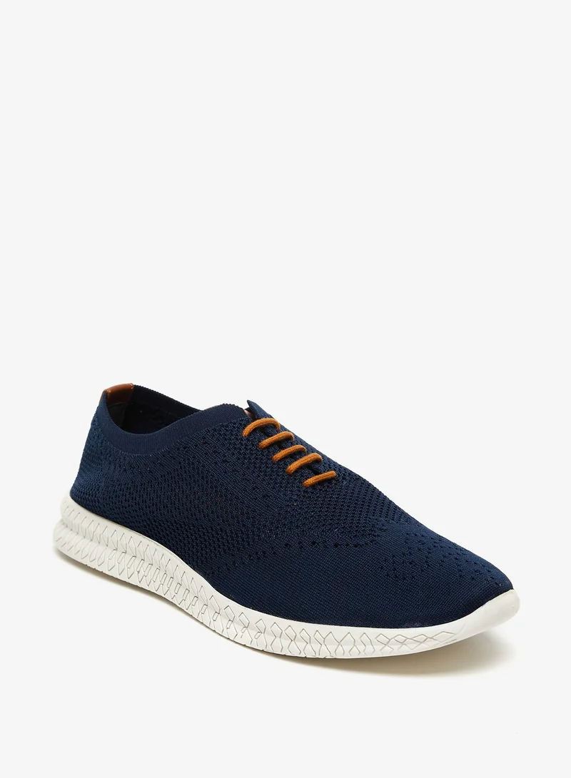 shoexpress Mens Textured Low-Ankle Sneakers with Lace-Up Closure