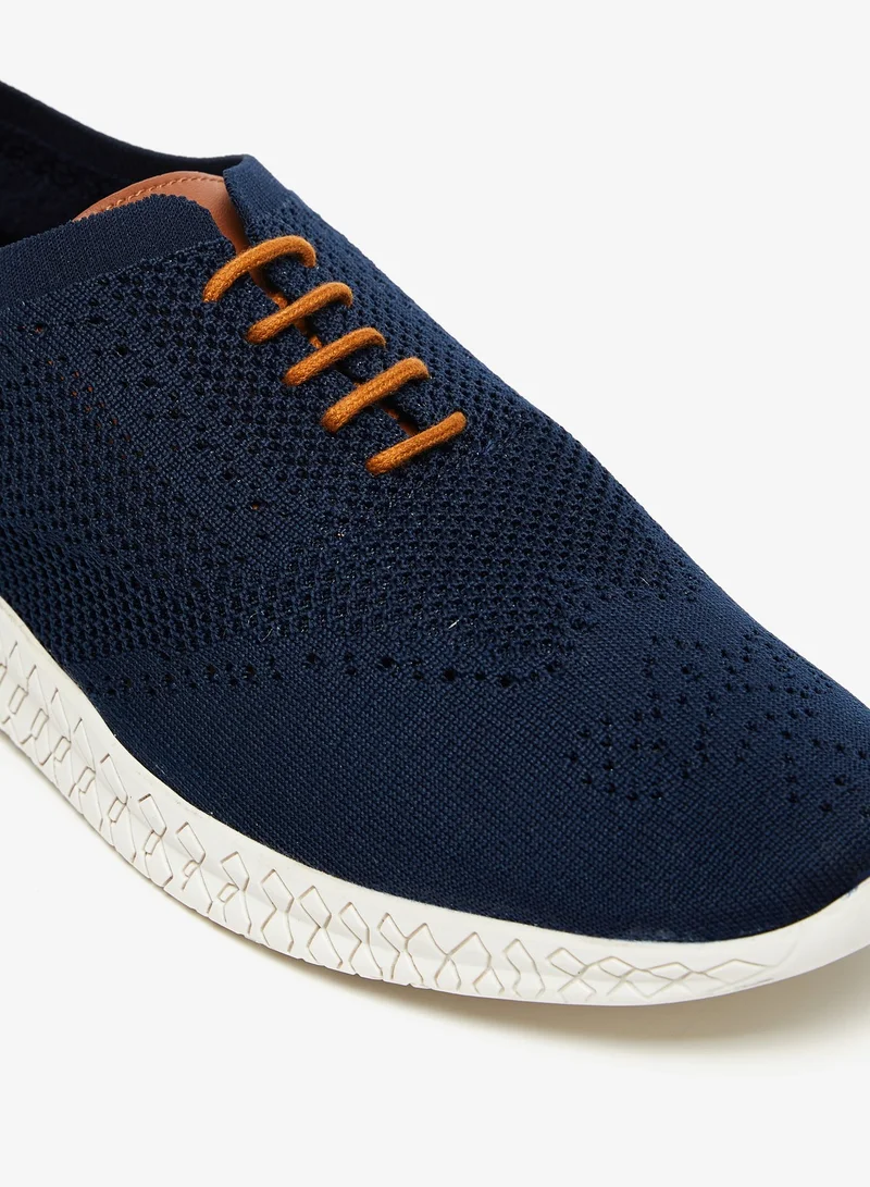 shoexpress Mens Textured Low-Ankle Sneakers with Lace-Up Closure