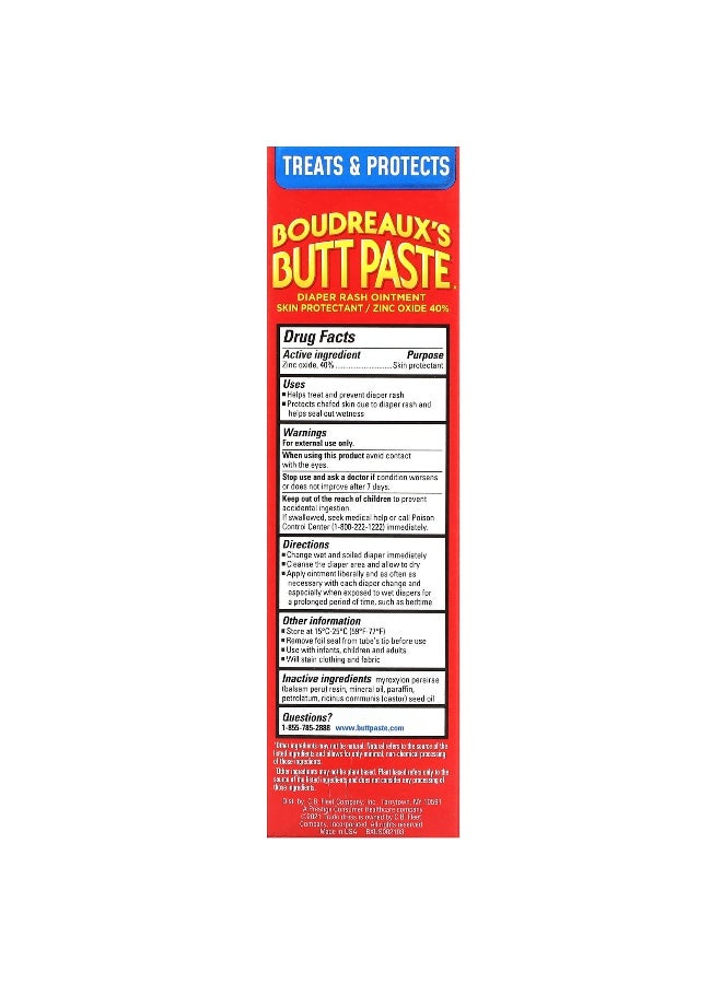 Boudreaux's Butt Paste Boudreaux's Butt Paste, Diaper Rash Ointment, Max Strength, 4 oz (113 g)  - Image 2