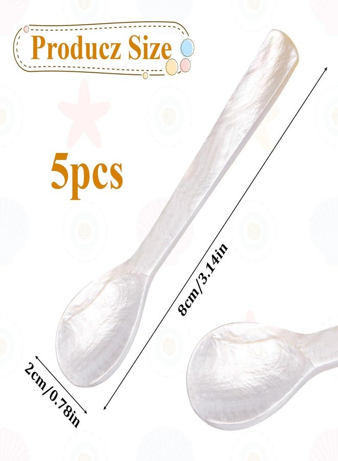 Ajcotahm 5Pcs Caviar Spoons, 3.14 Inch Mother of Pearl Spoon Hand Craft Shell Spoon for Caviar, Ice Cream, Eggs, Coffee, Salt, Jam, Restaurant Serving - Image 2