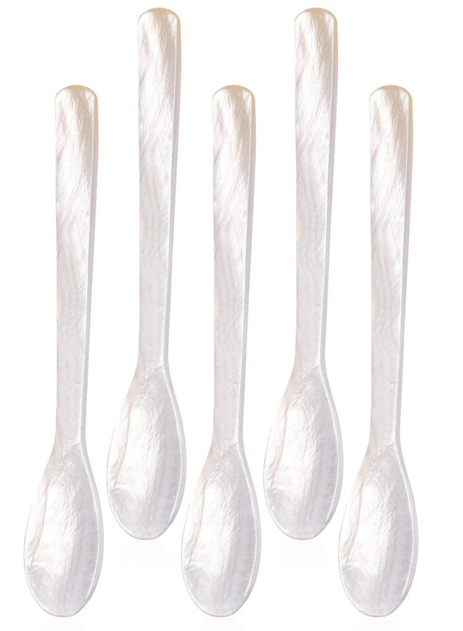 Ajcotahm 5Pcs Caviar Spoons, 3.14 Inch Mother of Pearl Spoon Hand Craft Shell Spoon for Caviar, Ice Cream, Eggs, Coffee, Salt, Jam, Restaurant Serving - Image 1
