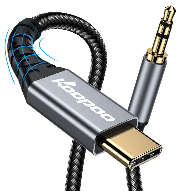 KOOPAO 6.6ft USB C to Headphone Aux Cord, USB C to 3.5mm Car Stereo Cable Compatible with iPhone 15 Plus/15 Pro Max, Galaxy S23 S22 S21 S20 Ultra, Pixel, iPad Pro, MacBook - Image 1