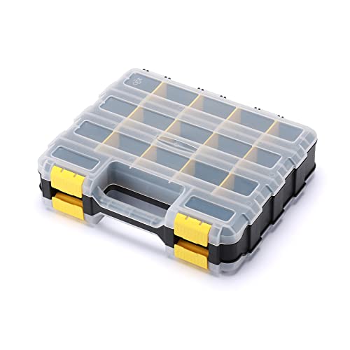Mayouko Double Side Tools Organizer, Customizable Removable Plastic Dividers, Hardware Box Storage, Small Parts Organizer, 34-Compartment, Black/Yellow - Image 1