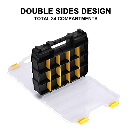 Mayouko Double Side Tools Organizer, Customizable Removable Plastic Dividers, Hardware Box Storage, Small Parts Organizer, 34-Compartment, Black/Yellow - Image 3