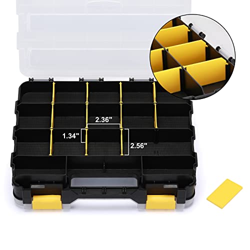 Mayouko Double Side Tools Organizer, Customizable Removable Plastic Dividers, Hardware Box Storage, Small Parts Organizer, 34-Compartment, Black/Yellow - Image 5