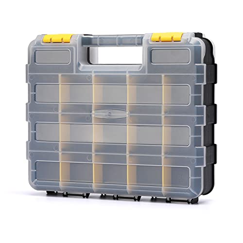 Mayouko Double Side Tools Organizer, Customizable Removable Plastic Dividers, Hardware Box Storage, Small Parts Organizer, 34-Compartment, Black/Yellow - Image 2