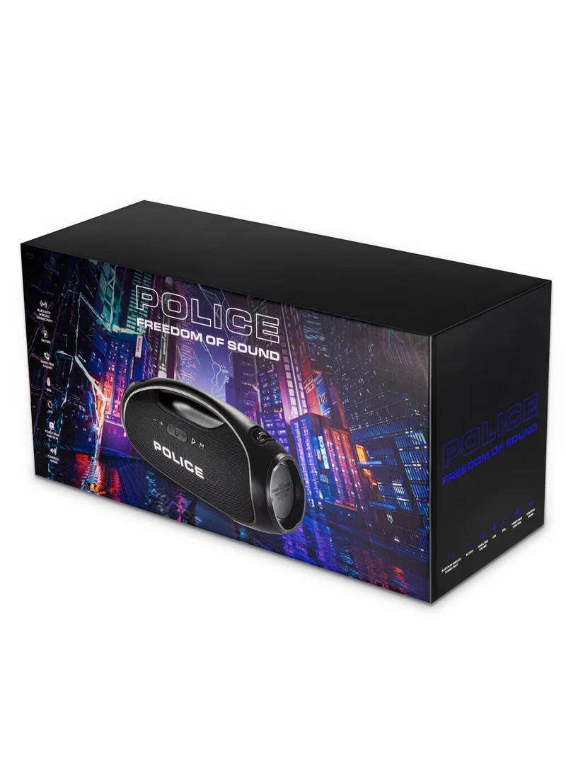 POLICE Foss 3 True Wireless Stereo Speaker with RGB Lights, 70mm Driver, Type-C Charging, Bluetooth 5.3, 5400 mAh, Black - IPX6