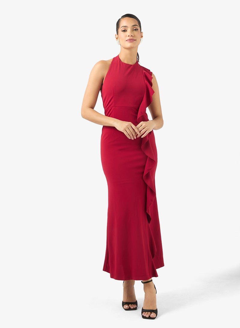 BCBG Ruffled Sleeveless Slit Dress - Image 1