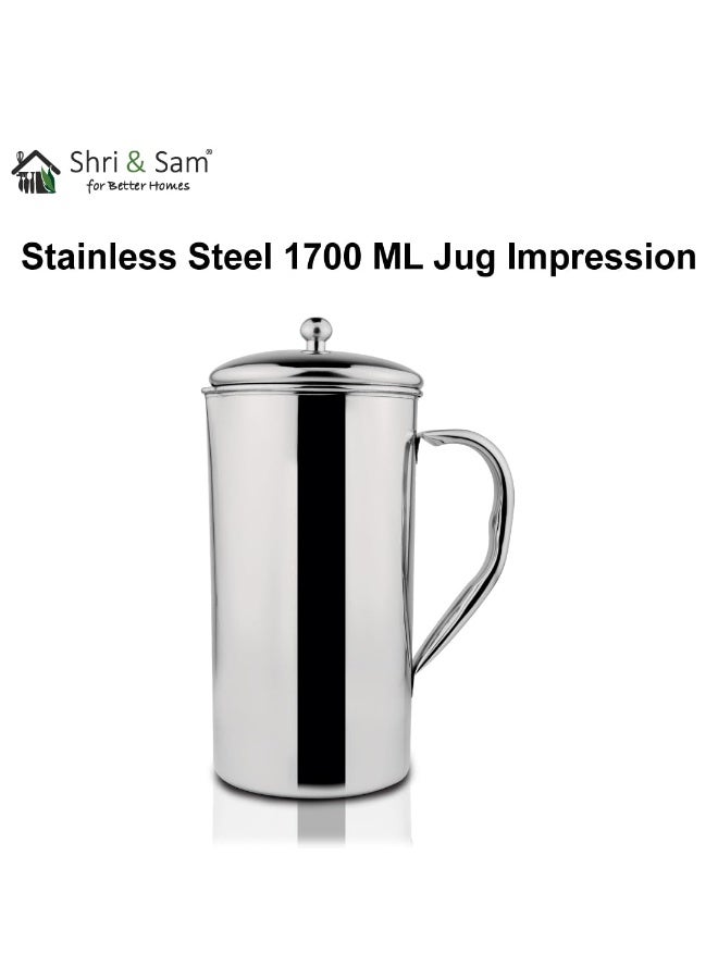 Shri & Sam Stainless Steel Impression Jug (Silver) - Image 2