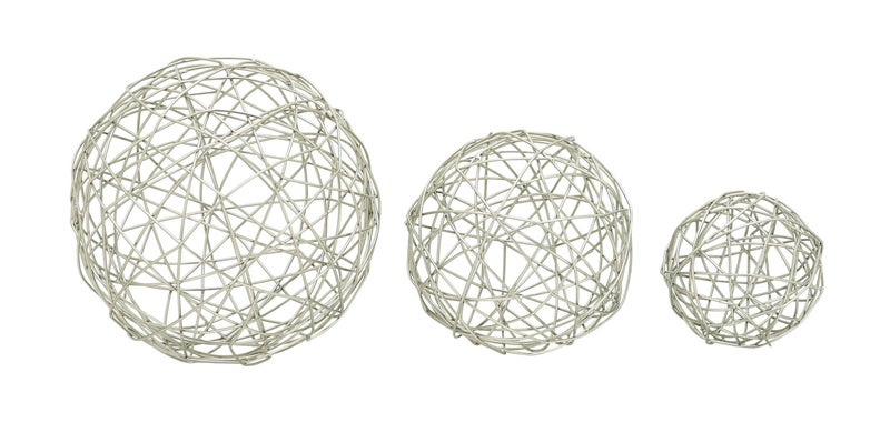 Deco 79 Metal Geometric Decorative Sculpture Home Decor Statues Set of 3 Accent Figurines 8 6 4D Silver