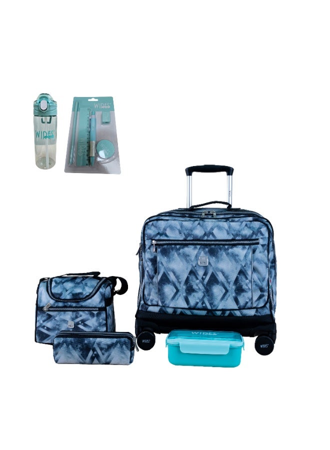 Wires WIRES 8 Wheels trolley bag with lunch bag, pencil case and lunch box  - Image 1