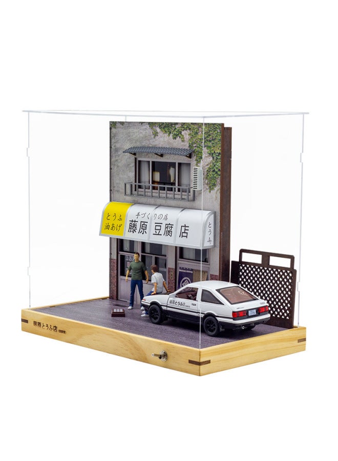 Double-deck Fujiwara Tofu Shop Model Ae86 Car Model Scene 1:32 Parking Lot Simulation Street View-Color:1/32 Double Layer Upgrade-Special Dust Cover  - Image 5
