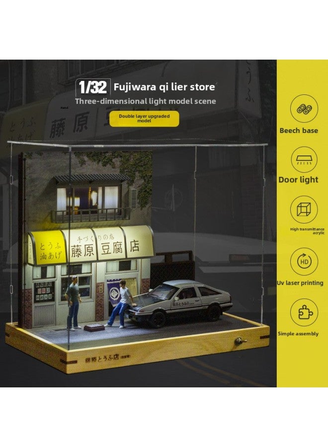 Double-deck Fujiwara Tofu Shop Model Ae86 Car Model Scene 1:32 Parking Lot Simulation Street View-Color:1/32 Double Layer Upgrade-Special Dust Cover  - Image 1