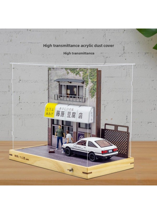 Double-deck Fujiwara Tofu Shop Model Ae86 Car Model Scene 1:32 Parking Lot Simulation Street View-Color:1/32 Double Layer Upgrade-Special Dust Cover  - Image 3