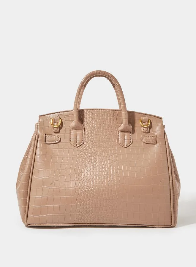ستايلي Dual Strap Handle Bag with Lock Accent