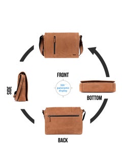 LAVERI LEATHER LAVERI Laptop Bag for Men - Leather Messenger Bag for Office - Fits up to 15 Inch Laptop - Shoulder Bag with Multiple Compartments - Executive Leather Bag for Work/Travel/Casual  - 2491  - Image 3