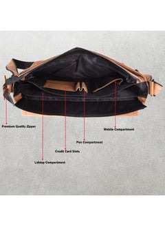 LAVERI LEATHER LAVERI Laptop Bag for Men - Leather Messenger Bag for Office - Fits up to 15 Inch Laptop - Shoulder Bag with Multiple Compartments - Executive Leather Bag for Work/Travel/Casual  - 2491  - Image 2