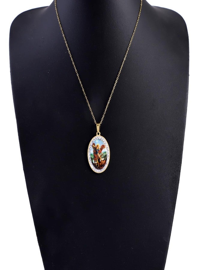 YWLI Miraculous Medal, Religious Gifts for Women, Golden Stainless Steel Necklace Inlaid Zircon Pendant, Fashion Religious Jewelry, Gifts for Women, Small, Stainless Steel, no - Image 5