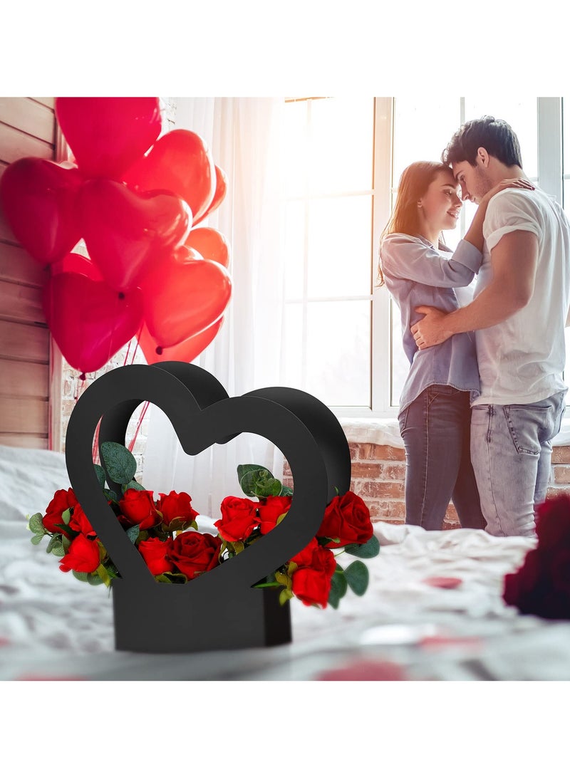 Zikra 12 Pcs Heart-shaped Gift Bag Flower Boxes, Bouquet Flower Wrapping Paper Bag with Handle Folding Basket for Mother's Day Wedding Party Birthday Party - Image 5