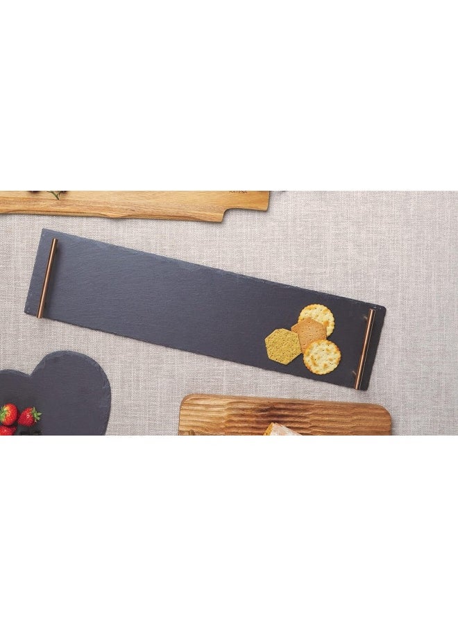 ARTESA - Artesa Kitchencraft Kitchen Craft Slate Serving Platter With Handles, 60 cm X 15 cm Size, Black, 60 X 15 X 3.5 cm - Image 1