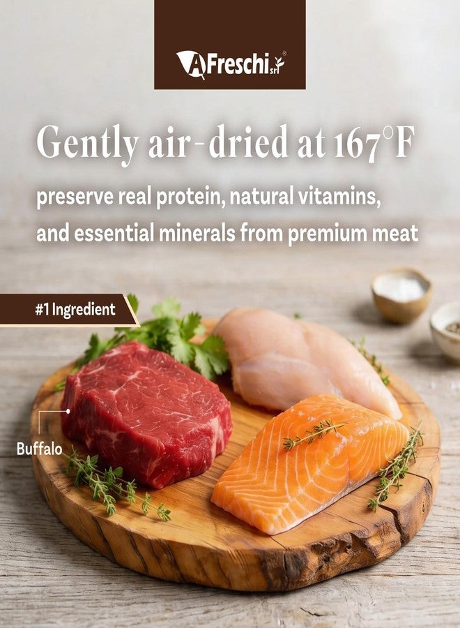 A Freschi srl Air-Dried Dog Food – Real Buffalo & Salmon Recipe - All Natural, High Protein, Grain Free, Limited Ingredient w/W-Shaped Pieces (2.2 lb) - Image 3