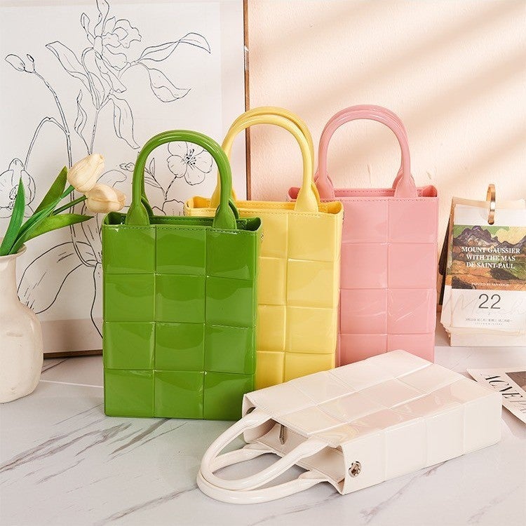 Shiny Checkered Jelly Vertical Phone Bag - Image 3