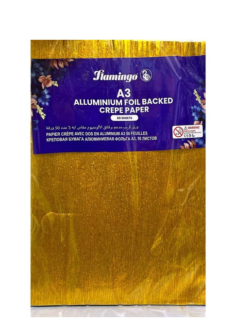 Aluminium Crepe Paper Assortment. Pack of 50 Top quality aluminium crepe paper in a range of bright shiny metallic colours. Ideal for a wide variety of decorative projects. A3 SIZE ASSORATED COLORS 10 COLORS