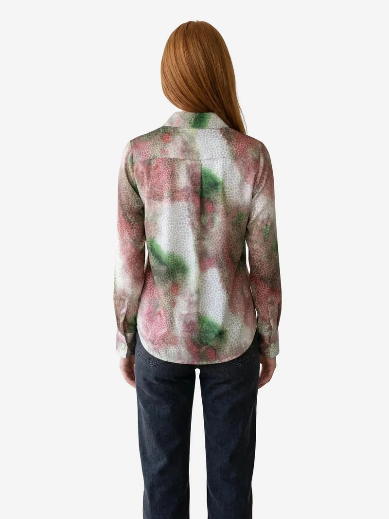 My Fashion Magenta Pink MY FASHION Abstract Print Buttoned Long Sleeve Shirt for Women | Best Price UAE
