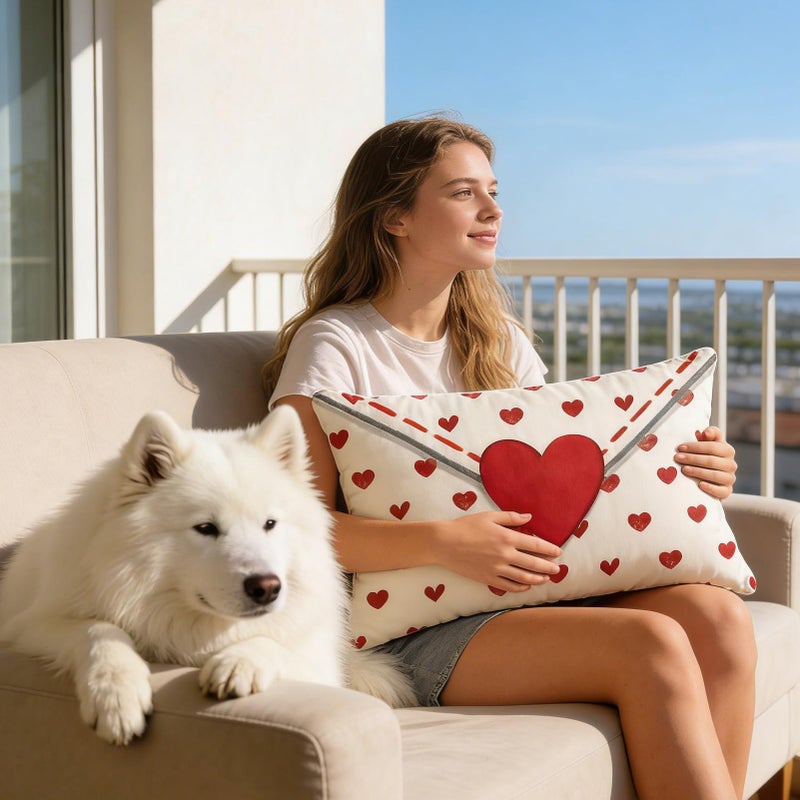 Red And White Heart Couch Pillow Covers Soft Holiday Throw Pillowcases For Sofa Bedroom - Image 3