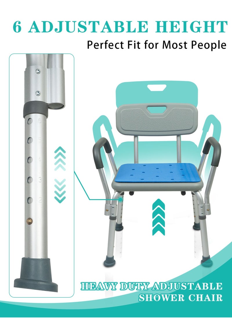 Meishida Shower Chair Bath Seat with Back Height Adjustable Bathtub Stool with Padded Anti-Slip Shower Bench  - Image 4