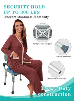 Meishida Shower Chair Bath Seat with Back Height Adjustable Bathtub Stool with Padded Anti-Slip Shower Bench  - Image 3