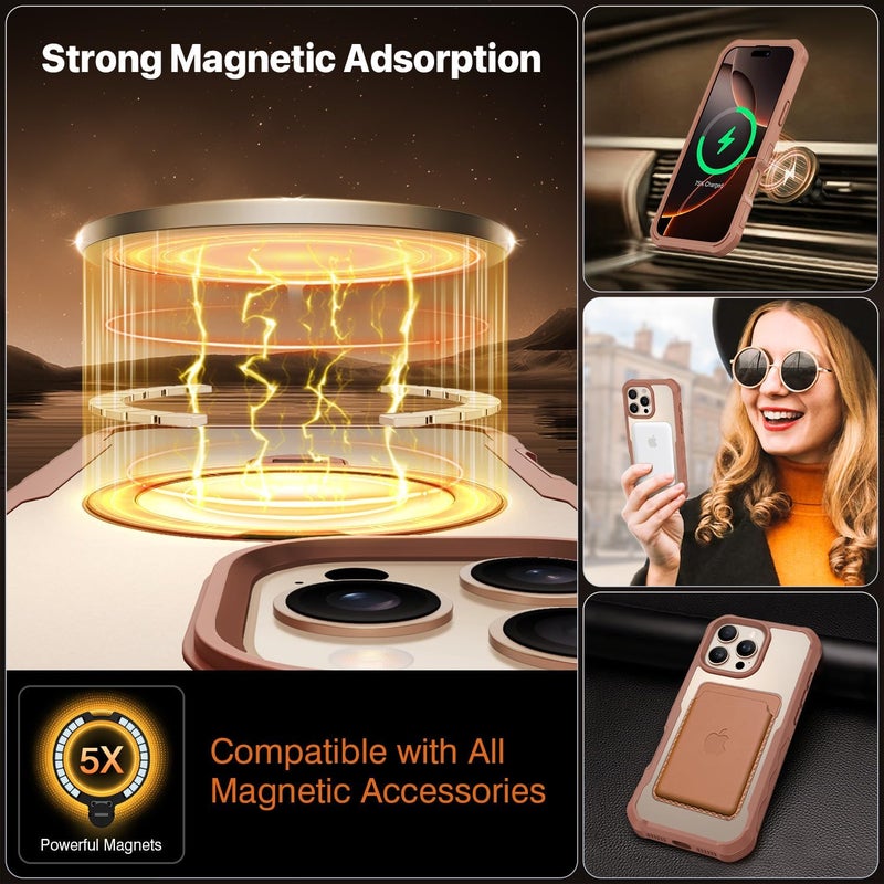 CENHUFO Compatible with iPhone 16 Pro Max Case Built-in Privacy Screen Protector with Camera Lens Protector, Clear Back Cover with 360° Spin Magnetic Stand for iPhone 16 Pro Max Privacy Case -Brown Repeated use friendly design - Image 4
