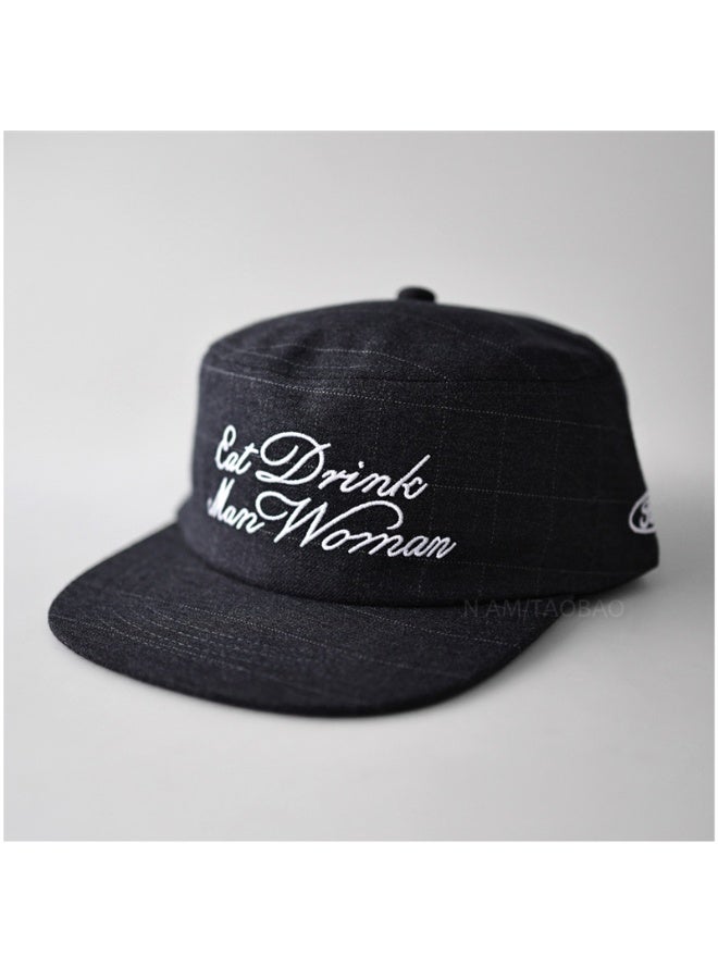 Fingercroxx Eat Drink Man Woman Embroidered Cap - Retro Stripe Short Brim Streetwear Hat - Image 1