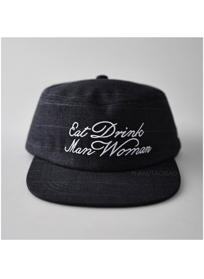 Fingercroxx Eat Drink Man Woman Embroidered Cap - Retro Stripe Short Brim Streetwear Hat - Image 2