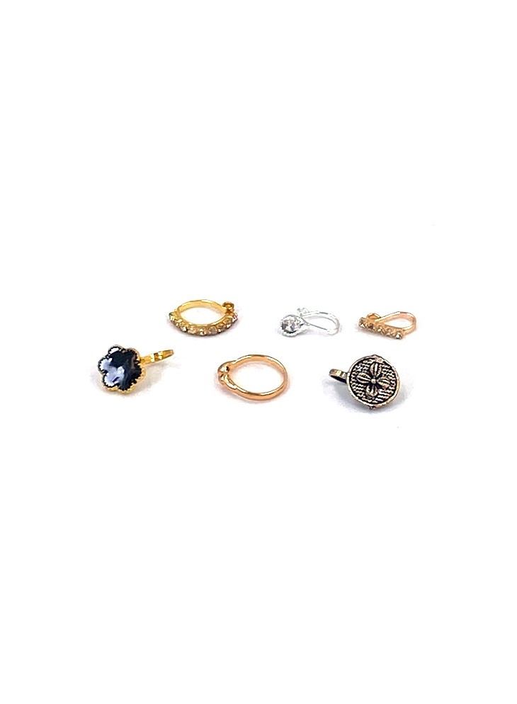 GOHONA GOHONA Indian Traditional Bollywood Style Hoop  Pin 6 Nose Ring for Women
