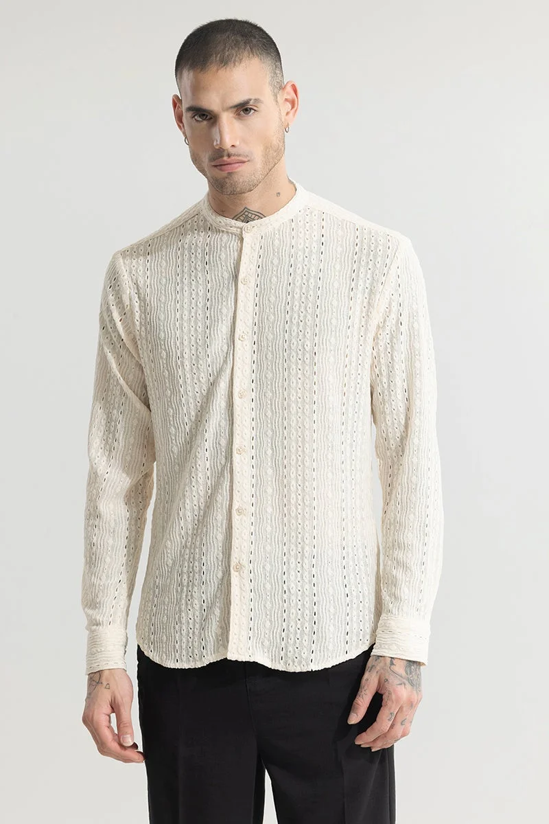 سنيتش قميص كريمي من كانفاس المصنوع بحرفية