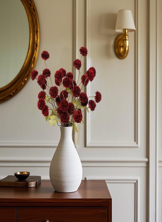 DuHouse 6pcs Artificial Flowers Faux Silk Pompon Mum,Silk Small Mini Chrysanthemum Ball with Stems for DIY Bouquets Centerpieces Vase Home Table Kitchen Decorations(Burgundy) - Image 4