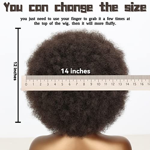 Xinran 8 inches 70s Afro Wigs for Black Women,Short Afro Kinky Curly Wig,Dark Brown Women Full Afro Kinky Wigs for Women - Image 3