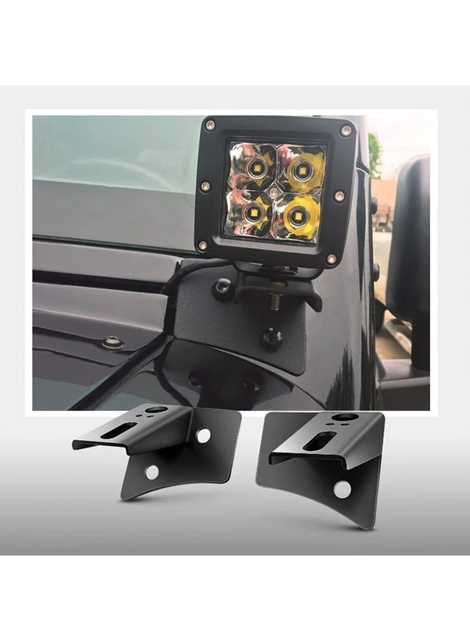 Black No Drill A Pillar Mounting Brackets for Off Road LED Lights 2007 2017 JK Wrangler - Image 3