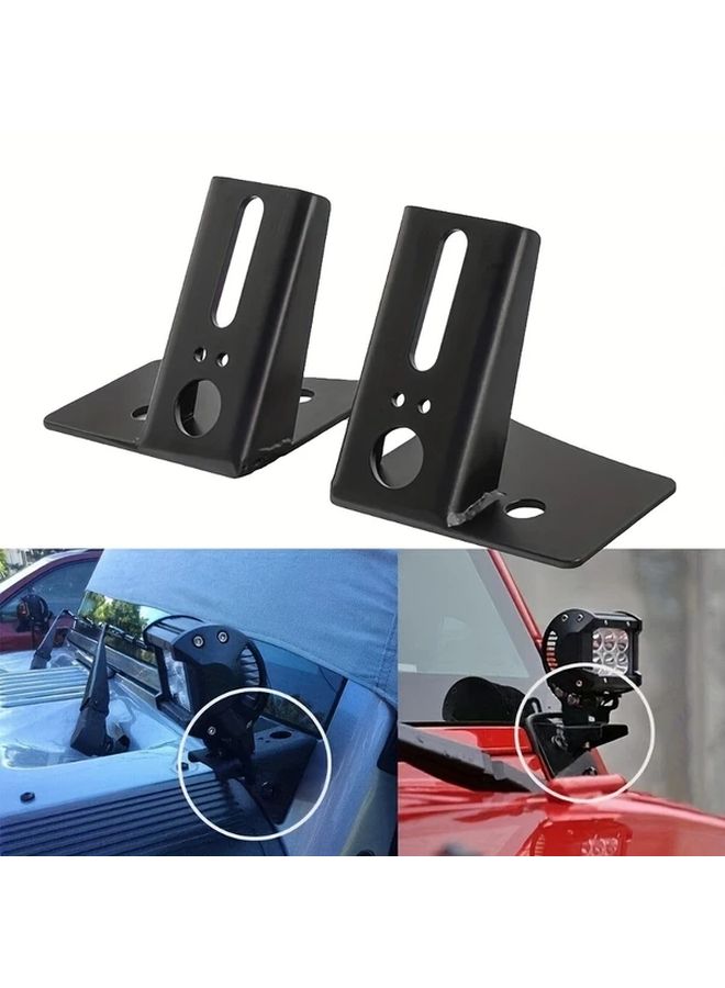Black No Drill A Pillar Mounting Brackets for Off Road LED Lights 2007 2017 JK Wrangler - Image 5
