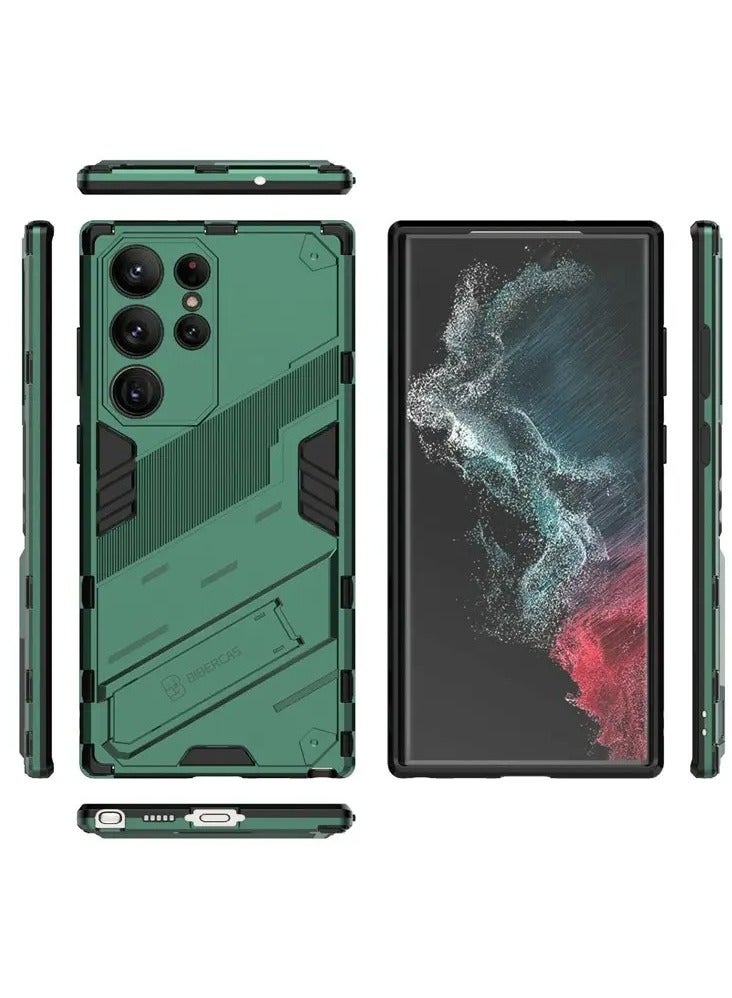 Color Fans Samsung Galaxy S23 Ultra Kickstand Phone Case Drop-proof Hybrid Protective Cover - Green - Image 4