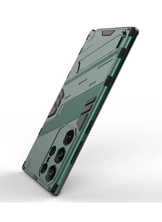 Color Fans Samsung Galaxy S23 Ultra Kickstand Phone Case Drop-proof Hybrid Protective Cover - Green - Image 5
